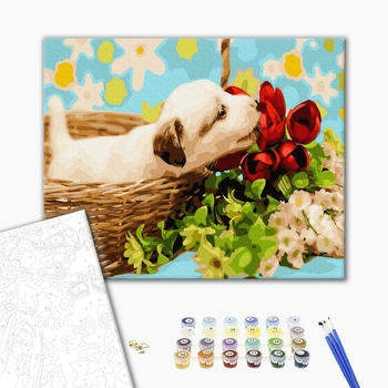 Картина по номерам Тварини, птахи та риби - Кольоровий бульдог