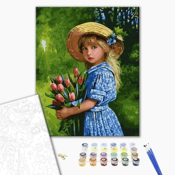 Картина по номерам Діти та ангели - Дівчинка з тюльпанами
