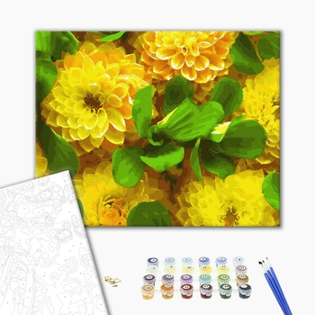 Картина по номерам Квіти - Жовті жоржини