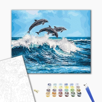 Картина по номерам Тварини, птахи та риби - Дельфіни в морі