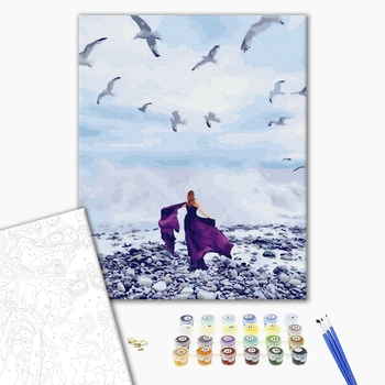 Картина по номерам Природа - Дівчина і чайки