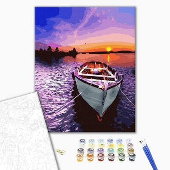 Картина по номерам Природа - Човен на заході