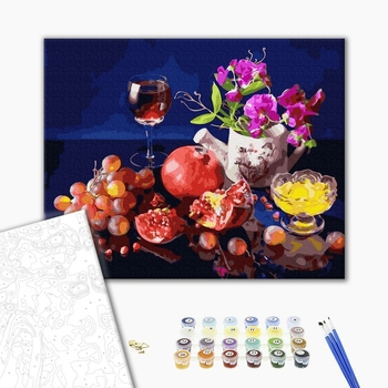 Картина по номерам Натюрморти - Фрукти і вино
