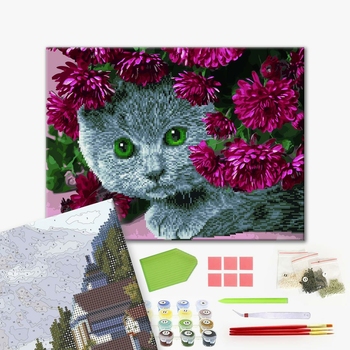 Комбінована алмазна мозаїка - Британець в квітах