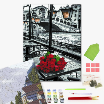 Комбінована алмазна мозаїка - Троянди під дощем