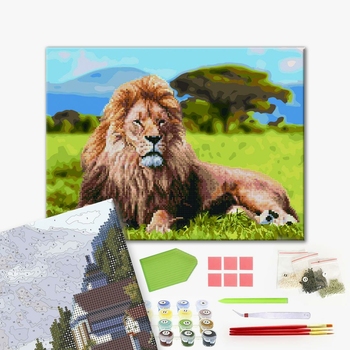 Комбінована алмазна мозаїка - Королівський лев