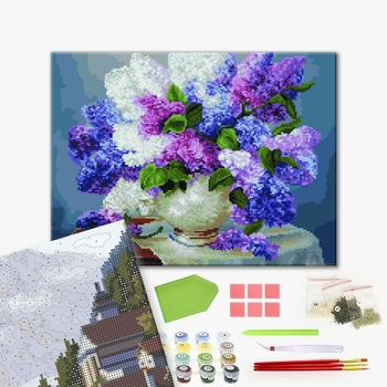 Комбінована алмазна мозаїка - Бузковий букет