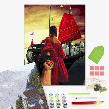 Комбінована алмазна мозаїка - Слідуй за мною: пупрурові вітрила