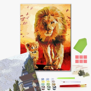 Комбінована алмазна мозаїка - Прогулянка по Савані