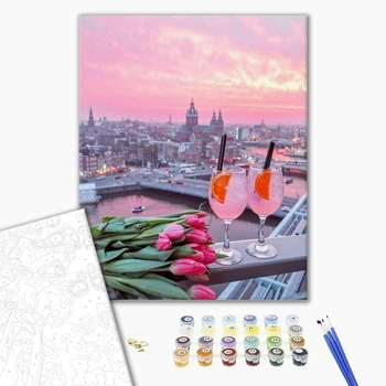 Картина по номерам Авторські колекції - Вид на рожевих захід