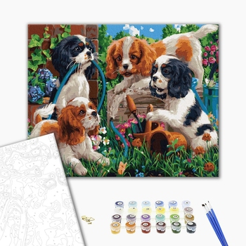 Картина по номерам Тварини, птахи та риби - Щенята-товариші