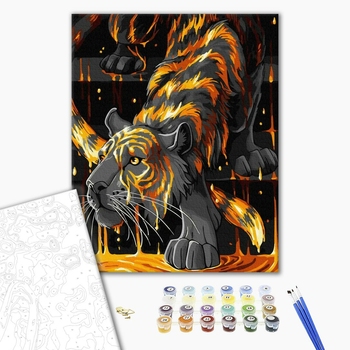Картина по номерам Тварини, птахи та риби - Тигр в вогні