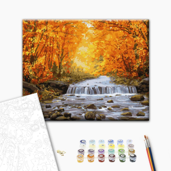 Картина по номерам Природа - Водоспад в осінній позолоті