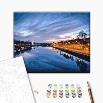 Картина по номерам Города - Вид на нічну річку