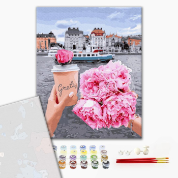 Картина по номерам Преміум картини - Прогулянка з піонами