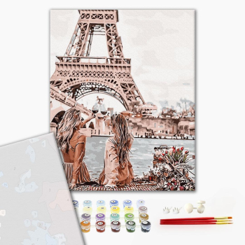 Картина по номерам Преміум картини - Зустріч з видом на Ейфелеву вежу