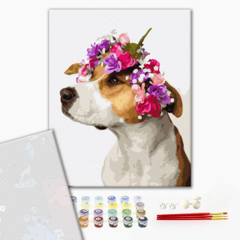 Картина по номерам Преміум картини - Собачка в віночку
