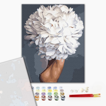 Картина по номерам Преміум картини - Дівчина білий піон