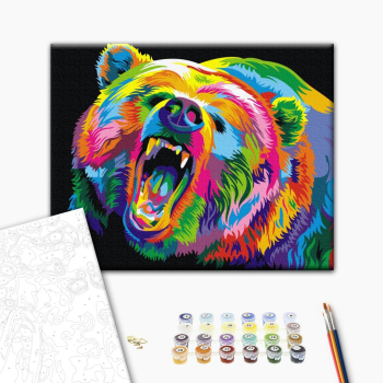 Картина по номерам Для початківців - Веселковий ведмідь грізлі