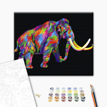 Картина по номерам Для початківців - Веселковий мамонт