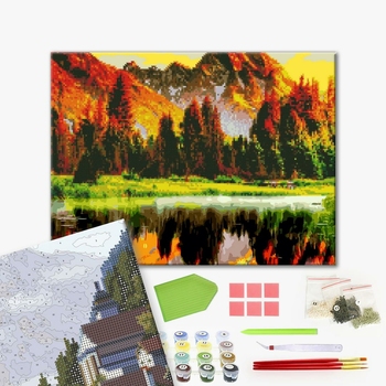 Комбінована алмазна мозаїка - Осінній ліс