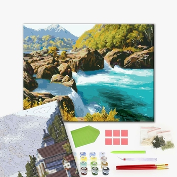 Комбінована алмазна мозаїка - Гірська ріка