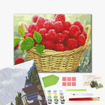 Комбінована алмазна мозаїка - Ягоди малини