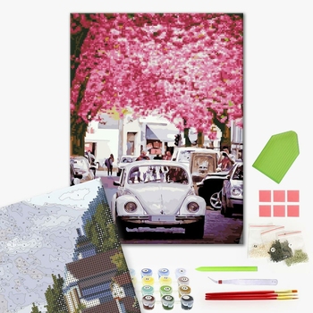 Комбінована алмазна мозаїка - Квітуча вулиця