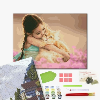 Комбінована алмазна мозаїка - Котяча ніжність