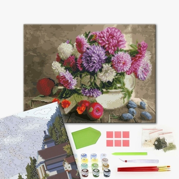 Комбінована алмазна мозаїка - Різнокольорові айстри