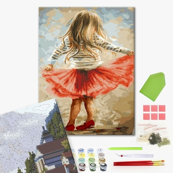 Комбінована алмазна мозаїка - Маленька танцівниця