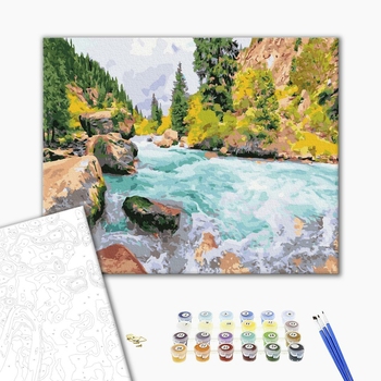 Картина по номерам Пейзажі - Кришталева ріка в горах