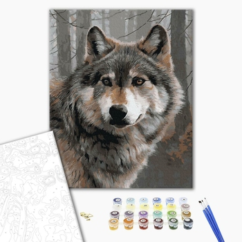 Картина по номерам Тварини, птахи та риби - Сірий вовк
