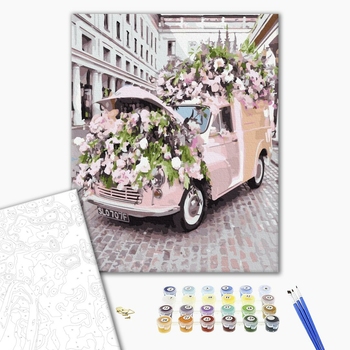 Картина по номерам Кораблі, автомобілі та літаки - Квіткове авто