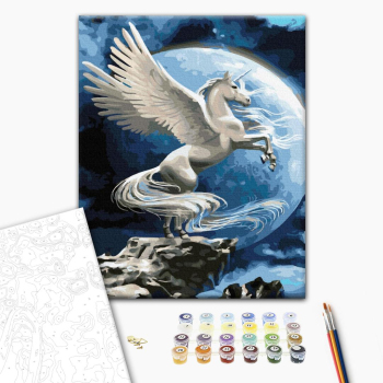 Картина по номерам Тварини, птахи та риби - Пегас в повний місяць