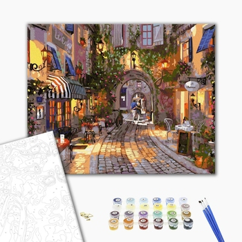 Картина по номерам Города - Вечірня вулиця старого міста