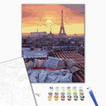 Картина по номерам Города - Захід сонця з видом на Париж