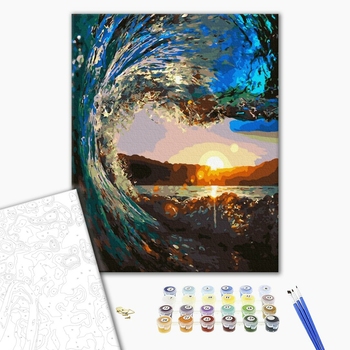 Картина по номерам Пейзажі - Захід сонця крізь хвилі