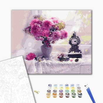 Картина по номерам Квіти - Натюрморт з рожевими айстрами