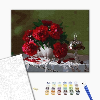 Картина по номерам Квіти - Червоні піони
