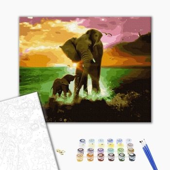 Картина по номерам Тварини, птахи та риби - Ігри слонів