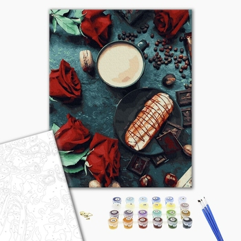 Картина по номерам Натюрморти - Еклер зі смаком троянд