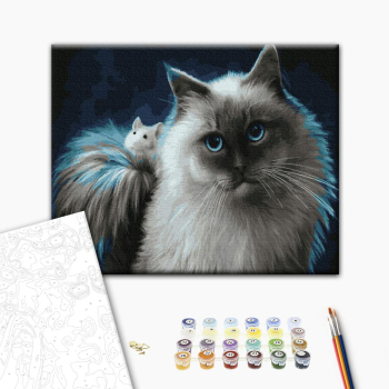 Картина по номерам Тварини, птахи та риби - Котик і мишка