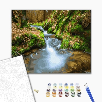 Картина по номерам Природа - Водоспад серед гір