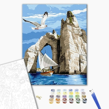 Картина по номерам Пейзажі - Яхта біля скель