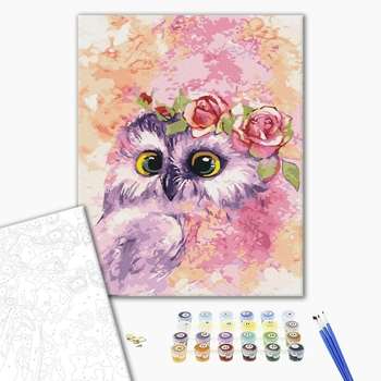 Картина по номерам Для початківців - Сова в рожевому світлі