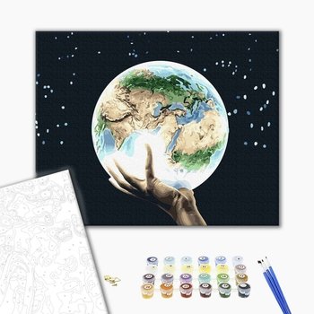 Картина по номерам Абстракції - Планета в руках людини