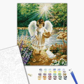 Картина по номерам Діти та ангели - Ангел з каченятками