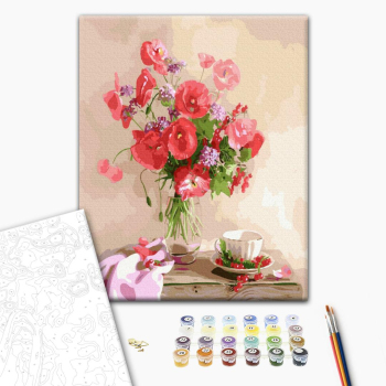 Картина по номерам Квіти - Букет маків на столі