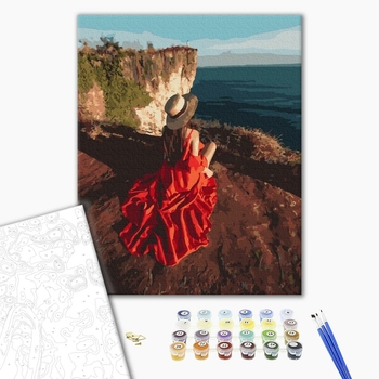 Картина по номерам Люди на картинах - Мандрівниця на скелях